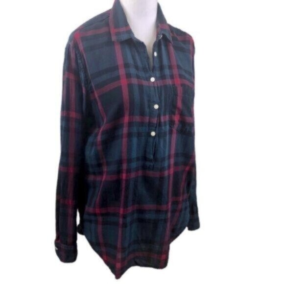 Gap Green Plaid Cotton Button Down Shirt Medium - Picture 2 of 6